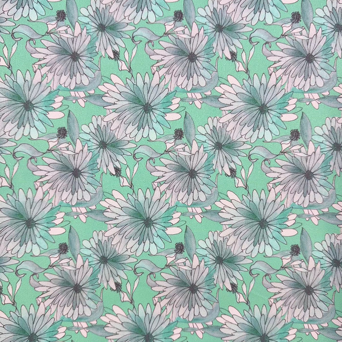 This printed WPCotton features daisy flowers in hues of mint.