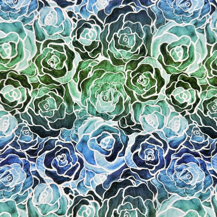 WPCotton Seaglass Roses | 1 Yard Cut