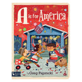 Book cover of 'A is for America' with children and an American flag.