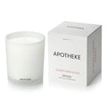 White Apotheke candle and packaging on a white background.