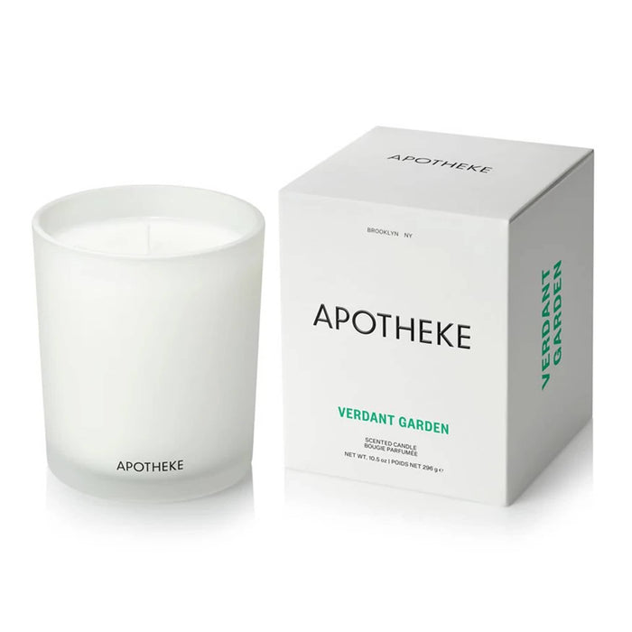 Apotheke Verdant Garden scented classic soy blend candle with gift box.