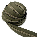 Army Green | #5 Antique Gold Zipper by the Yard - 3 Yard Singles