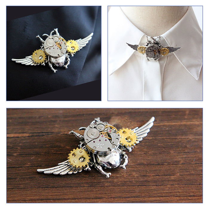 Assembled Steampunk Beetle Insect Gear Brooch