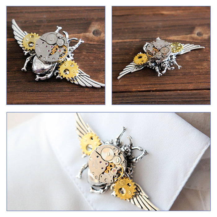 Assembled Steampunk Beetle Insect Gear Brooch