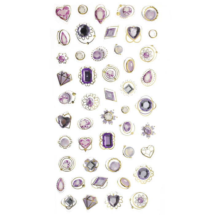 Assorted Jewel Adorment 3D Sticker Sheet, 1/4-Inch, 48-Piece - Amethyst