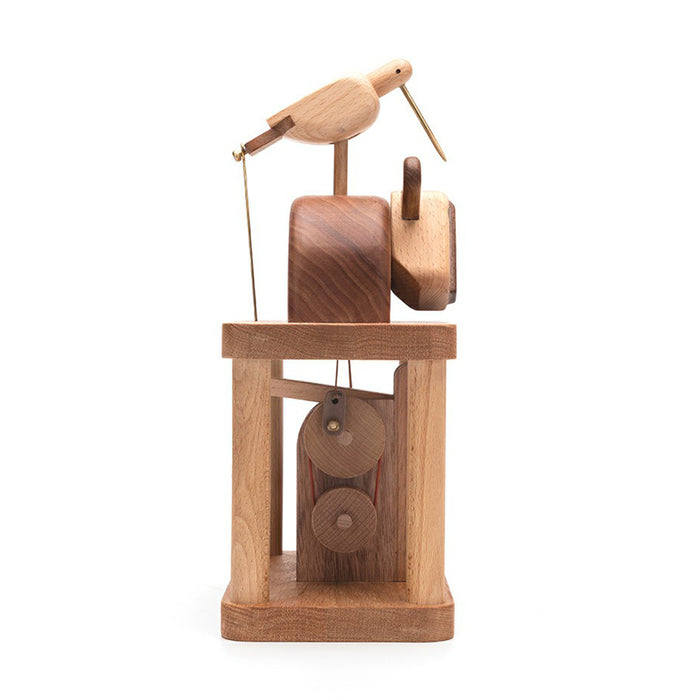 Automata Cute Animal Music Box Wooden Cow and Bird Musical Box for Home Decor