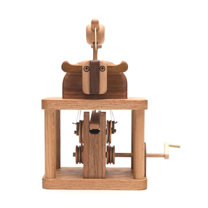 Automata Cute Animal Music Box Wooden Cow and Bird Musical Box for Home Decor