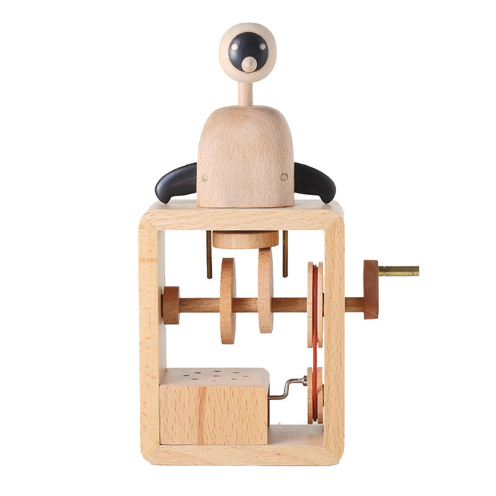 Automata Lover Creative Gift Wooden Music Box Cute Dynamic Birds Hand-cranked Music Box - Beige