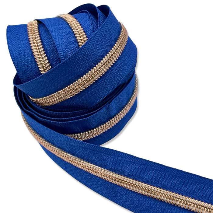 Azul Profundo | #5 Rose Gold Zipper by the Yard - 3 Yard Singles
