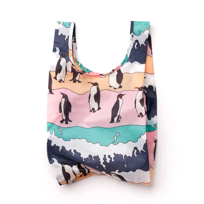 Baby Baggu reusable shopping bag with penguin design on a white background.