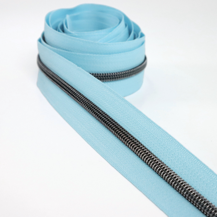 Baby Blue | #5 Black Nickel Zipper by the Yard - 3 Yard Singles