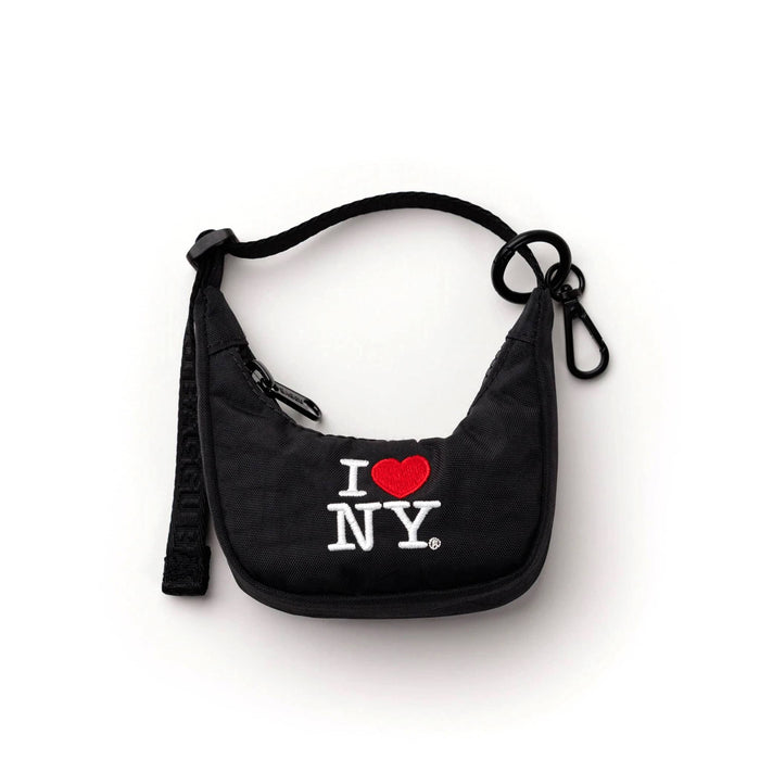 Black mini bag charm with 'I ❤️ NY' text on a white background.