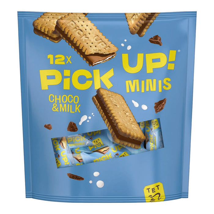 Bahlsen Pick Up Minis Choco are delicious bite-sized biscuit sandwiches filled with smooth chocolate cream.