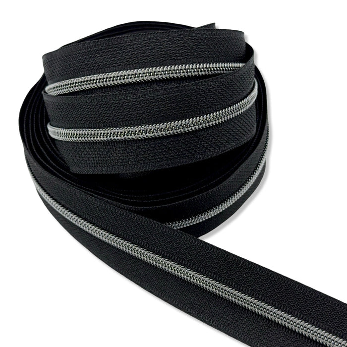 Black | #3 Black Nickel Zipper by the Yard - 5 Yard Singles