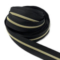 Black | #3 Light Gold Zipper by the Yard - 5 Yard Singles
