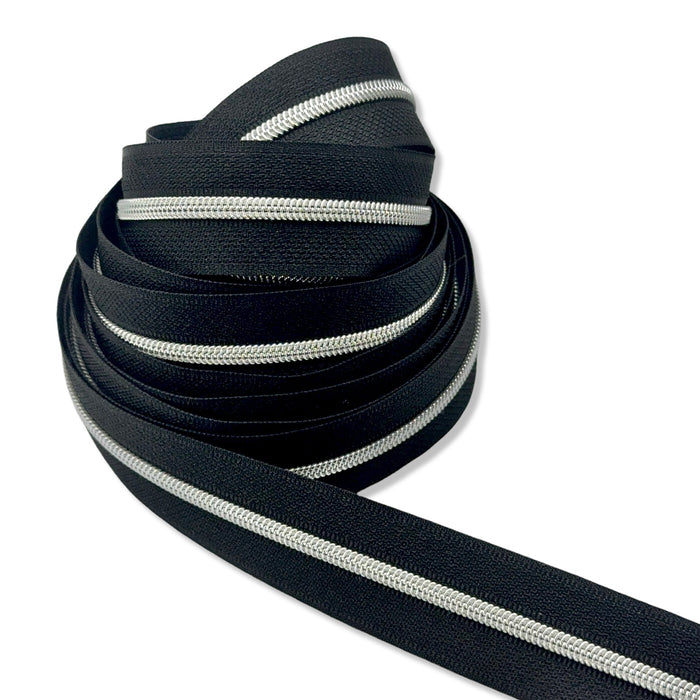 Black | #3 Nickel Zipper by the Yard - 5 Yard Singles