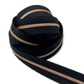 Black | #3 Rose Gold Zipper by the Yard - 5 Yard Singles