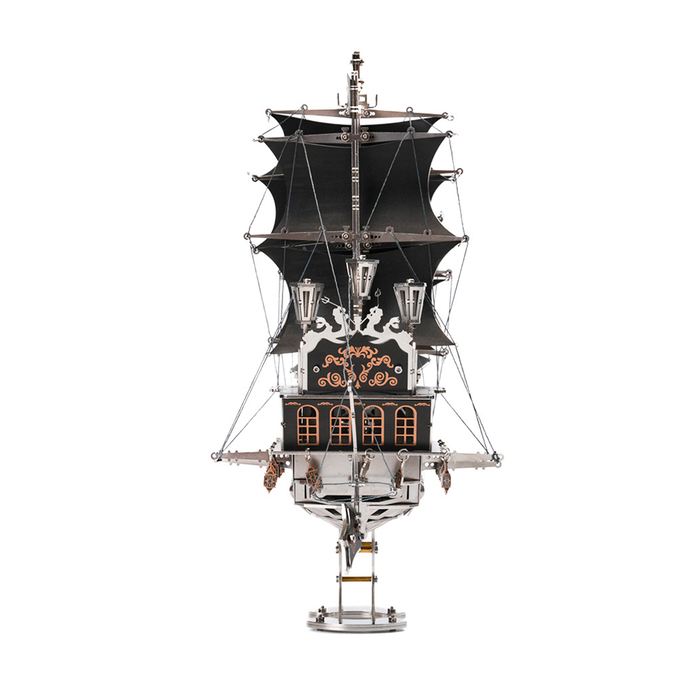 Black Metal 3D Pirate Ship Model Kit 300+ PCS DIY Sailing Ship Creative Mechanical Display Build Kit