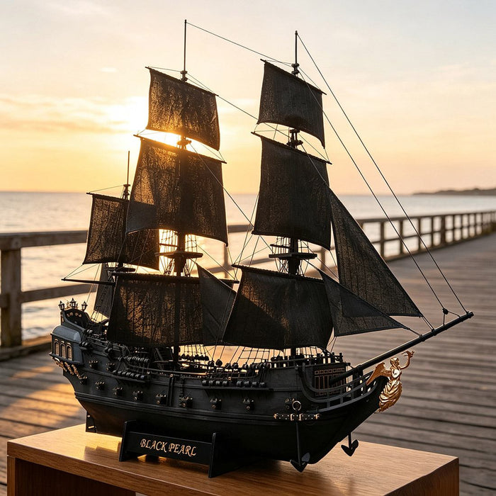 Black Pirate Ship 1/50 Scale Wooden Model Kit DIY Sailing Ship