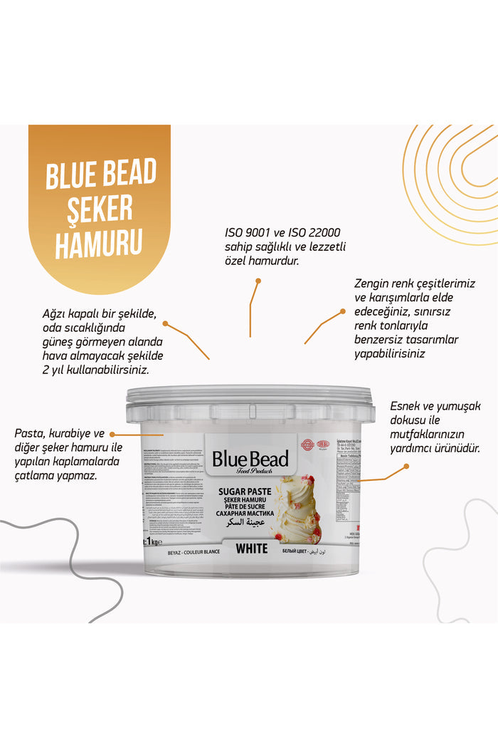 Blue Bead White Fondant is a smooth, flexible sugar paste designed for flawless cake decorating.