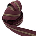 Bordeaux Red | #5 Antique Gold Zipper by the Yard - 3 Yard Singles