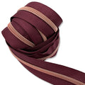 Bordeaux Red | #5 Rose Gold Zipper by the Yard - 3 Yard Singles