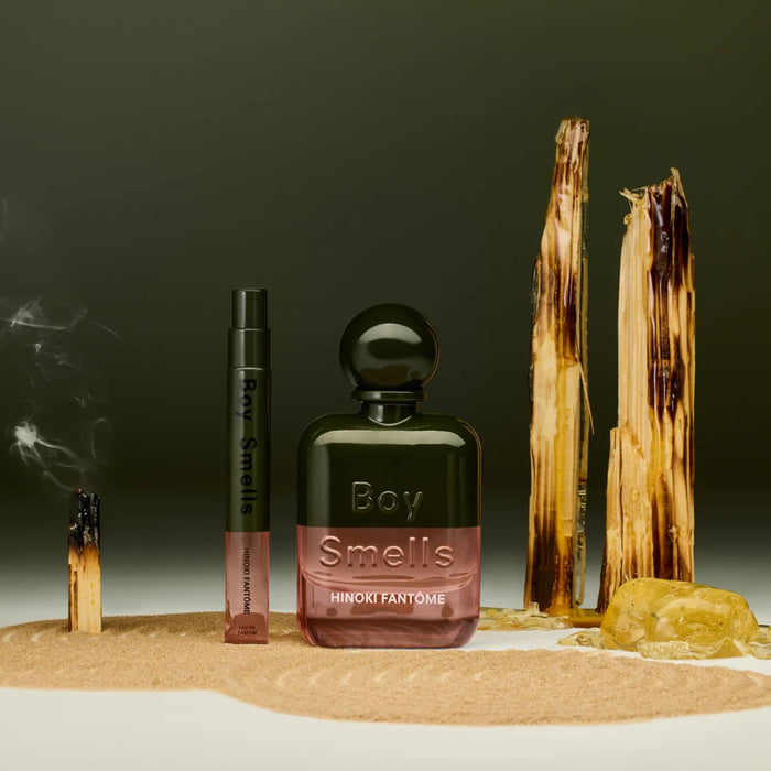 Boy Smells Hinoki Fantome scented eau de parfum 50ml bottle with travel spray size.