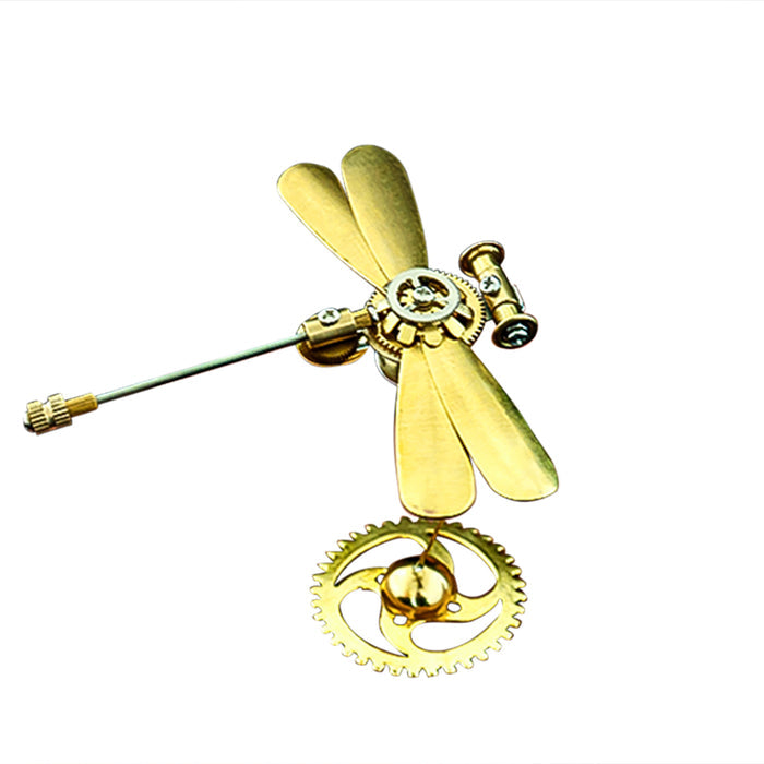 Brass Mini Dragonfly Insect Model with Base Handmade Assembled Crafts