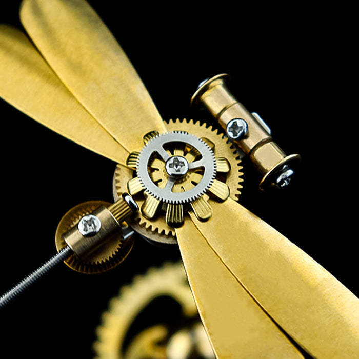 Brass Mini Dragonfly Insect Model with Base Handmade Assembled Crafts