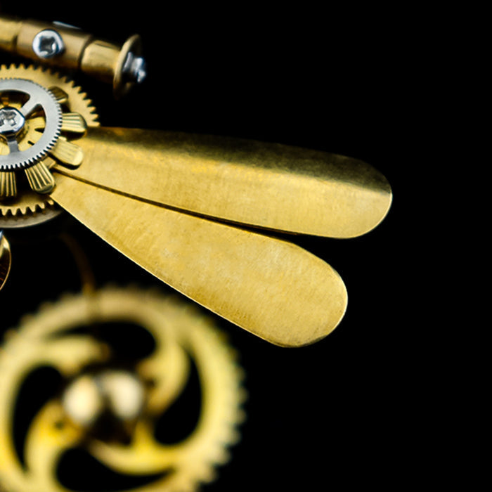 Brass Mini Dragonfly Insect Model with Base Handmade Assembled Crafts