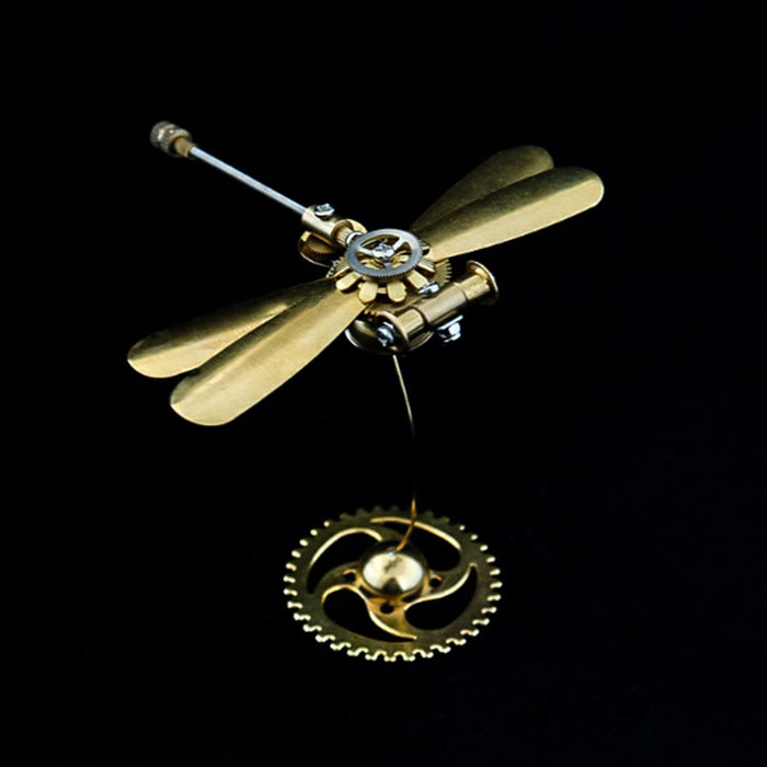 Brass Mini Dragonfly Insect Model with Base Handmade Assembled Crafts