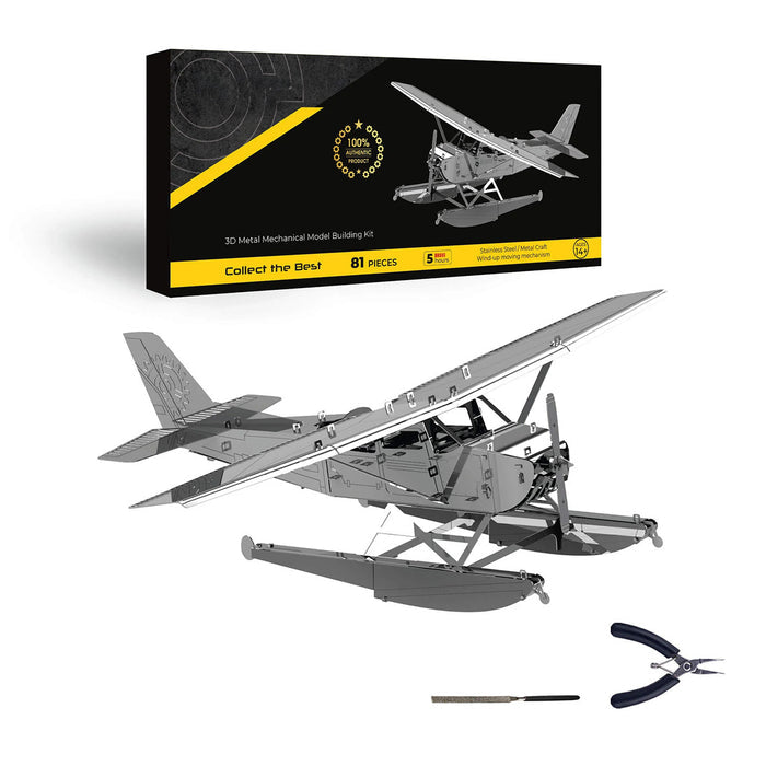 Breeze Drifter Cessna Seaplane Mechanical 3D Metal Aircraft Kit for Aviation Lovers 81PCS