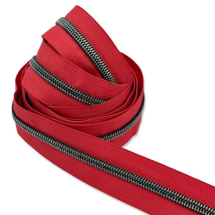 Bright Red  | #5 Midnight Rainbow Zipper by the Yard - 3 Yard Singles