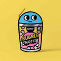 Bubble tea-themed sticky notes set, cover with 'omy' branding on a yellow background.