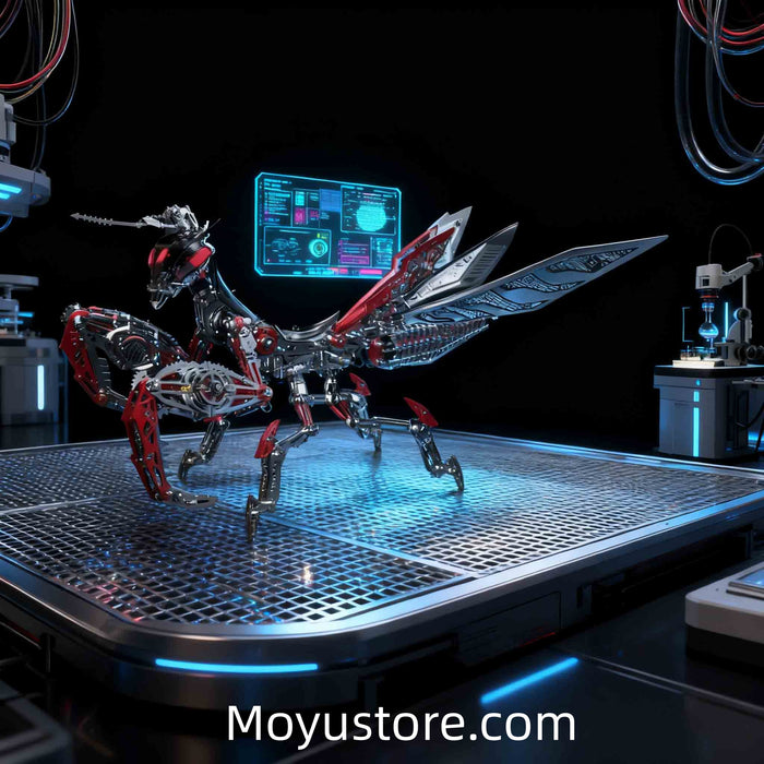 Build Your Own Cyber Mantis – 1000+PCS 3D Metal Mechanical Model (Black & Red)