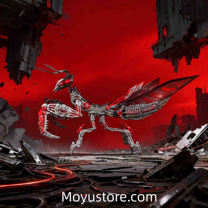 Build Your Own Cyber Mantis – 1000+PCS 3D Metal Mechanical Model (Black & Red)