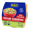 Burcu Mung Bean Chicken Salad is a ready-to-eat, protein-rich Turkish style salad made with tender chicken, mung beans, chickpeas, and vegetables blended with olive oil and spices.
