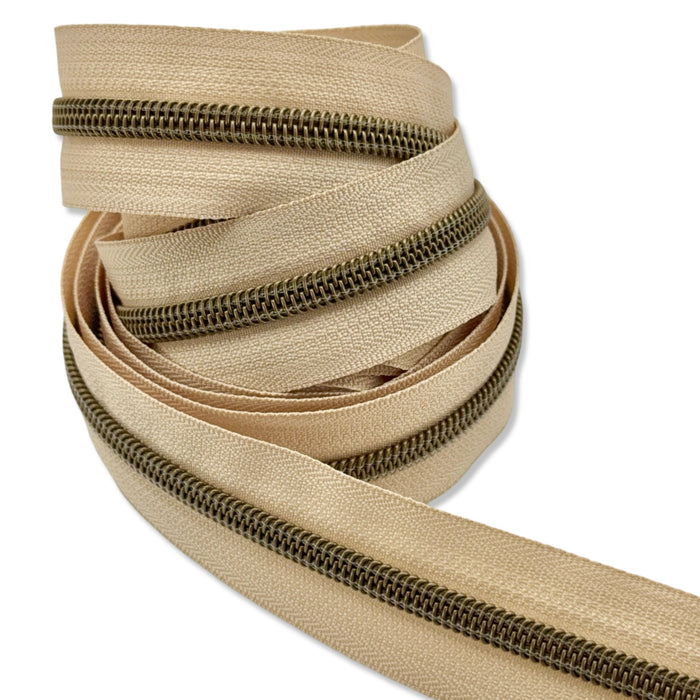 Buttercream  | #5 Antique Gold Zipper by the Yard - 3 Yard Singles