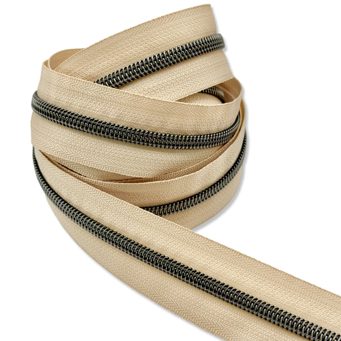 Buttercream  | #5 Black Nickel Zipper by the Yard - 3 Yard Singles