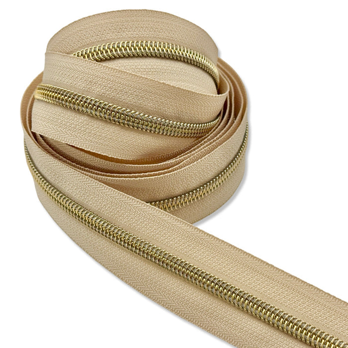 Buttercream  | #5 Light Gold Zipper by the Yard - 3 Yard Singles