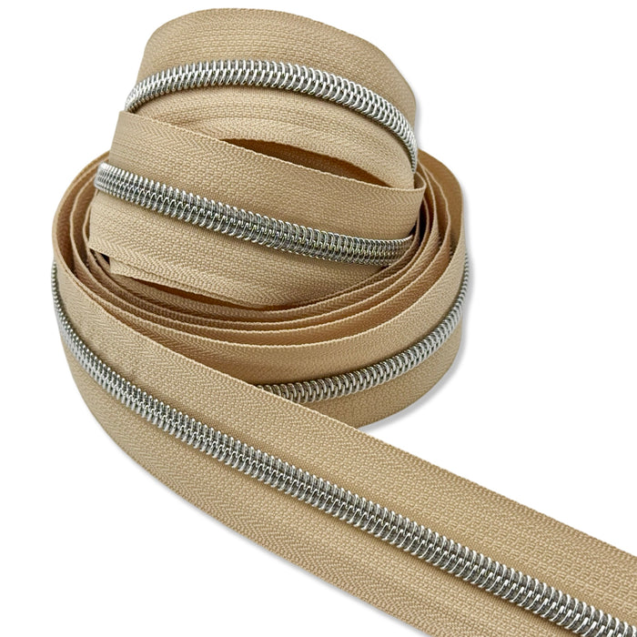 Buttercream  | #5 Nickel Zipper by the Yard - 3 Yard Singles