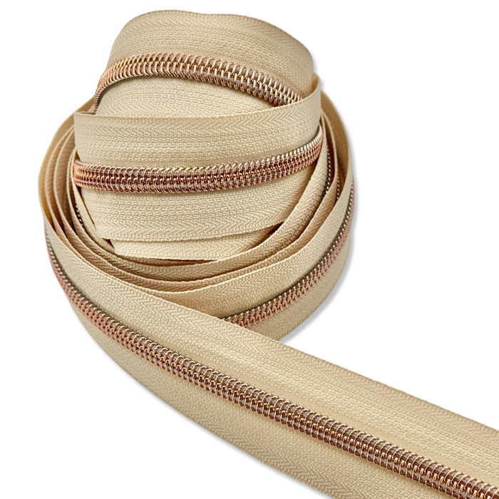 Buttercream  | #5 Rose Gold Zipper by the Yard - 3 Yard Singles