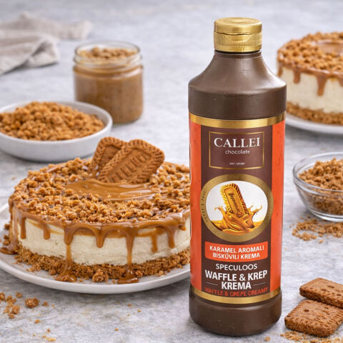 Callei Caramel Flavored Biscuit Cream brings together a rich caramel taste and fine biscuit texture in a smooth, easy-to-spread cream.