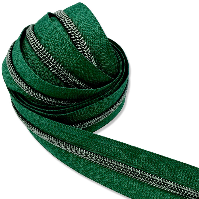 Castleton Green | #5 Black Nickel Zipper by the Yard - 3 Yard Singles