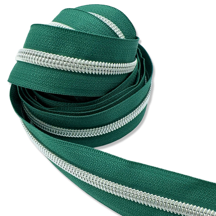 Castleton Green | #5 Nickel Zipper by the Yard - 3 Yard Singles