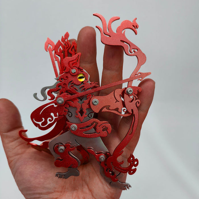 Cat Archer Beast Fight with Monkey King Wukong Assembly Model 3d Metal Puzzle 66+PCS