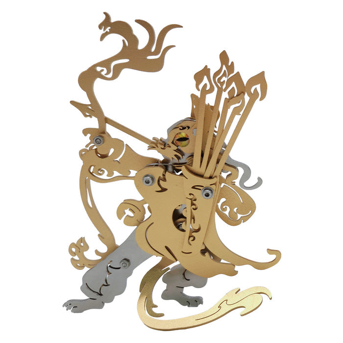 Cat Archer Beast Fight with Monkey King Wukong Assembly Model 3d Metal Puzzle 66+PCS
