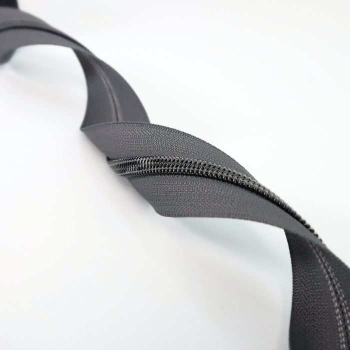 Charcoal Gray | #5 Black Nickel Zipper by the Yard - 3 Yard Singles