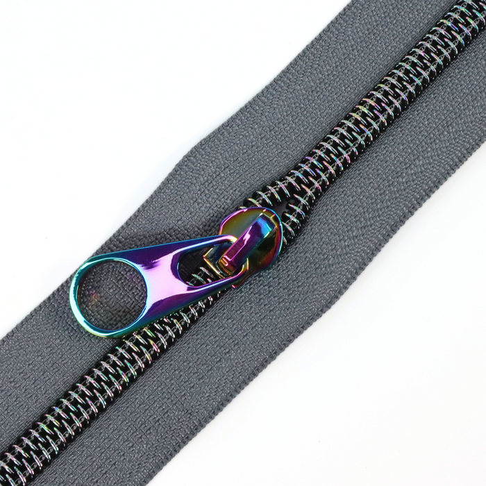 Charcoal Gray | #5 Midnight Rainbow Zipper by the Yard - 3 Yard Singles