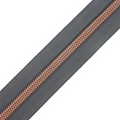 Charcoal Gray | #5 Rose Gold Zipper by the Yard - 3 Yard Singles